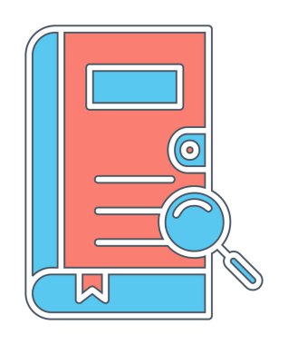 Büyüteç vektör çizimi olan bir kitap. Arama Kitabı kavramı                  