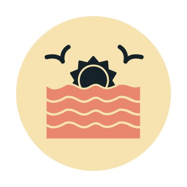 Basit düz gün batımı ve deniz 