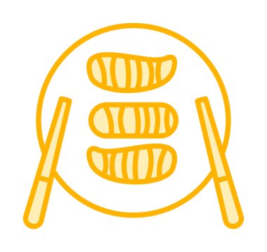 Tabak simgesinde suşi, vektör illüstrasyonu