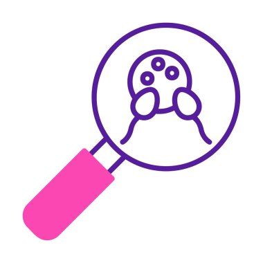 Büyüteç cam simgesi, vektör illüstrasyonlu bakteri denetimi  