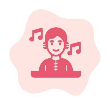 DJ avatar web simgesi, vektör illüstrasyonu 
