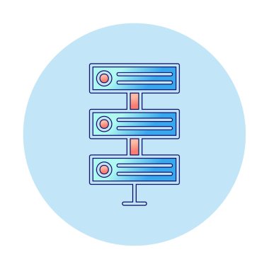 Ağ sunucu simgesinin vektör illüstrasyonu. Veritabanı basit simgesi 