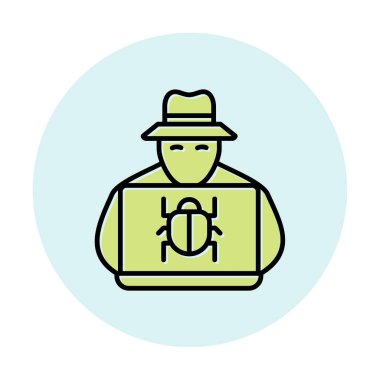 Basit Bilgisayar Hacker simgesi, vektör illüstrasyonu