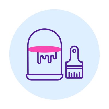 Boya fırçası ve kova vektör çizimi, simge ögesi arkaplanı                    