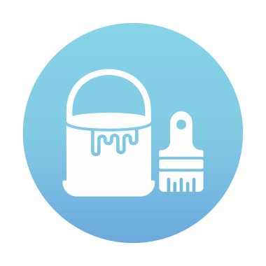 Boya fırçası ve kova vektör çizimi, simge ögesi arkaplanı                    