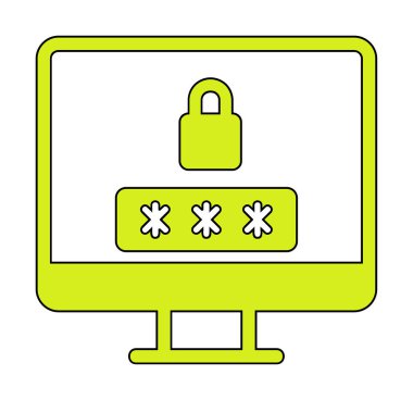 Basit Bilgisayar monitörü Ekran simgesi, vektör illüstrasyonunu kilitle