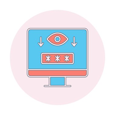 Basit Bilgisayar Casus Yazılımı simgesi, vektör illüstrasyonu