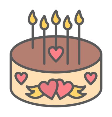 Mumlar ve kalpler ikon vektör illüstrasyon tasarımlı pasta
