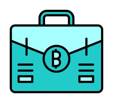Bitcoin simgesi vektör illüstrasyonlu çanta 
