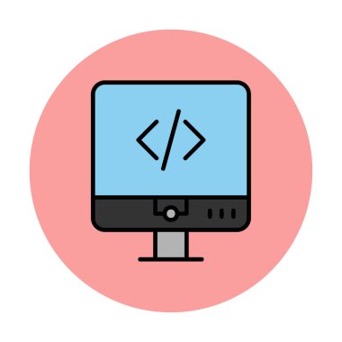 Kodlama. Web simgesi basit illüstrasyon                  