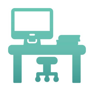 ofis masası simgesi, basit vektör illüstrasyonu 