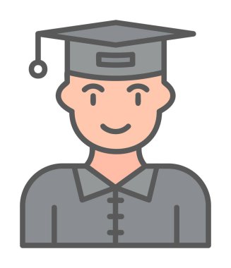 Mezuniyet başlığı simgesi vektör illüstrasyonu öğrencisi