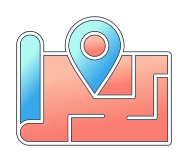 Konum iğnesi, vektör illüstrasyonlu harita simgesi