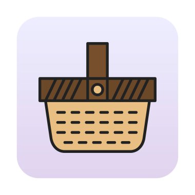 piknik sepeti web simgesi, vektör illüstrasyonu 