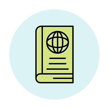 Basit Dünya Kitabı simgesi, vektör illüstrasyonu