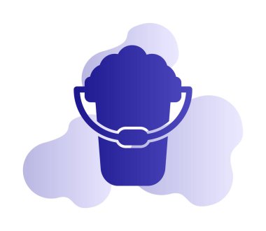 Köpük simgesi olan kova, vektör illüstrasyonu  