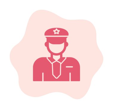 Üniformalı düz simgeli polis memurunun vektör çizimi