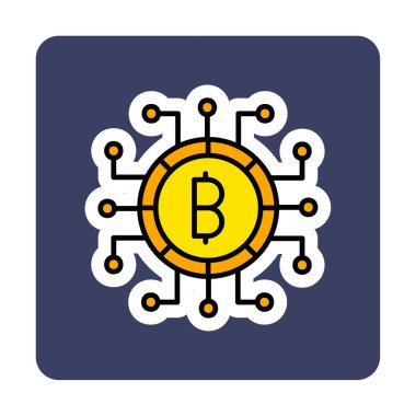 Bitcoin işareti, vektör illüstrasyonlu dijital para simgesi 