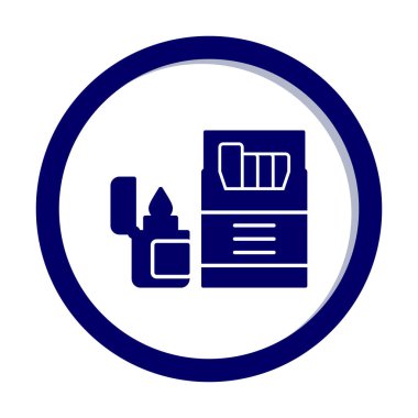 Sigara ve daha hafif ikonlu tütün sembolü, vektör illüstrasyonu 