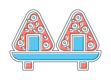 Onigiri sushi simgesi, vektör illüstrasyonu 