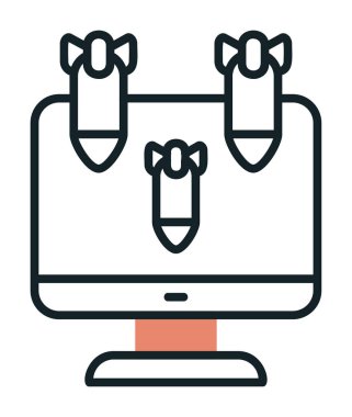 Dos hacker bombalı basit düz bilgisayar monitörü