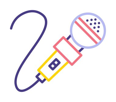 mikrofon simgesi uzun mavi arkaplanda izole edildi.