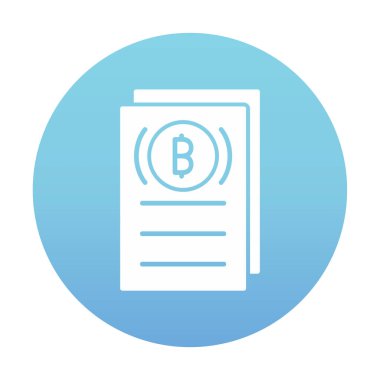 Belgeler ve bitcoin simgesinin vektör illüstrasyonu 