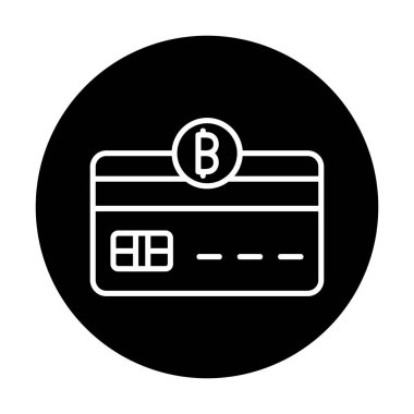 Bitcoin cüzdan simgesi, bitcoin simgesi olan kredi kartı, vektör illüstrasyonu 