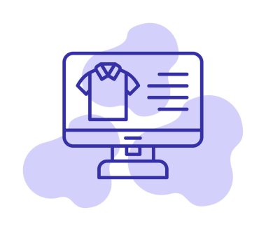 Basit Kumaş Çevrimiçi Alışveriş simgesi, vektör illüstrasyonu