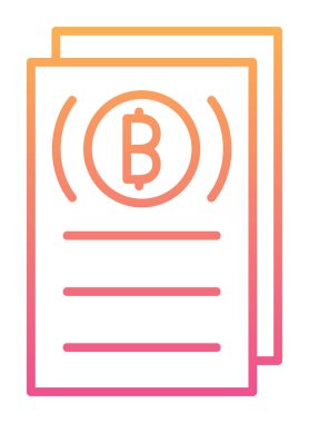 Belgeler ve bitcoin simgesinin vektör illüstrasyonu 