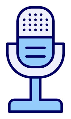 mikrofon simgesi uzun mavi arkaplanda izole edildi.