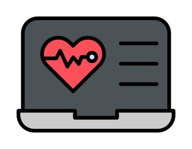 Kalp atışı simgesi, vektör illüstrasyonu, sağlık bilgileri 