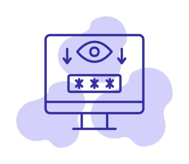 Basit Bilgisayar Casus Yazılımı simgesi, vektör illüstrasyonu