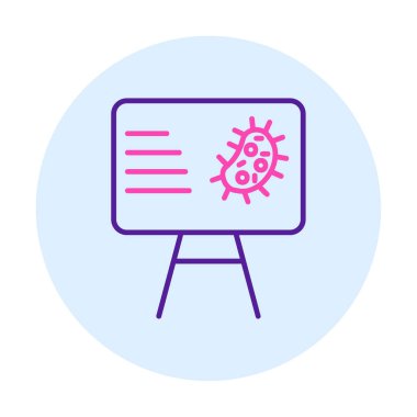 Bakteri simgesi ve vektör illüstrasyonlu sunum tahtası