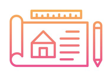 Basit Mimari Planı simgesi, vektör illüstrasyonu