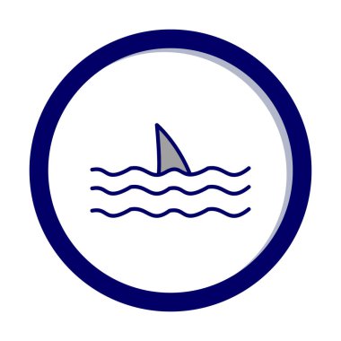 Deniz ikonunda köpekbalığı yüzgeci, vektör illüstrasyonu 