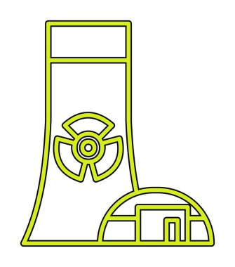 Nükleer enerji santrali ikon vektör illüstrasyon grafik tasarımı                        