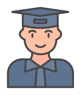 düz stil tasarım vektör illüstrasyonunda düz öğrenci