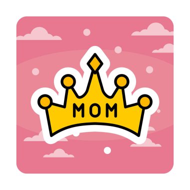 Anne tacı simgesi, vektör illüstrasyonu 