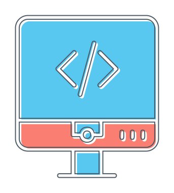 Kodlama. Web simgesi basit illüstrasyon                  