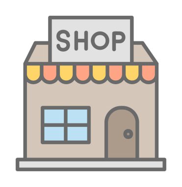 dükkan inşa simgesi, vektör illüstrasyonu basit tasarım