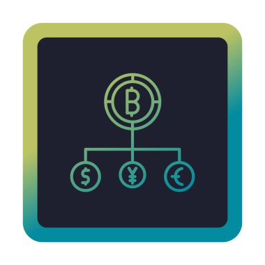 Bitcoin, dolar, avro ve yen sembollü para birimi yapısı 