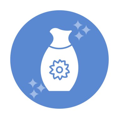 Vektör illüstrasyonu, sakeli kavanoz ikonu, Japon geleneksel alkol içeceği. 