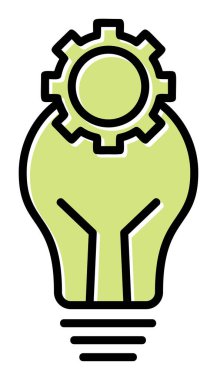 Cogwheel simgesi, vektör illüstrasyonlu ampul 