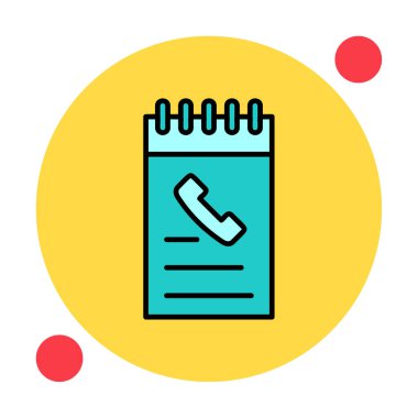 Beyaz arkaplanda telefon rehberi ikonu vektör çizimi