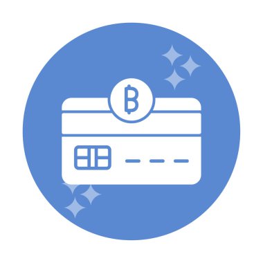 Bitcoin cüzdan simgesi, bitcoin simgesi olan kredi kartı, vektör illüstrasyonu 