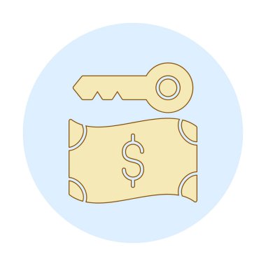 Dolar para birimi ve anahtar simgesi, Fidye yazılımı konsepti, vektör illüstrasyonu  