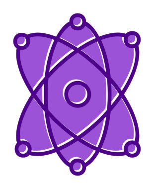 Moda düz biçimli atom simgesi, bilim simgesi vektör illüstrasyonu                     