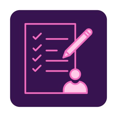 Kontrol listesi düz simgesi, vektör illüstrasyonu 