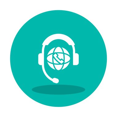 Basit Dünya Çağrı Merkezi Desteği simgesi, vektör illüstrasyonu
